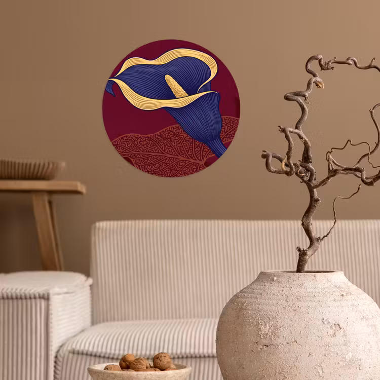Behangcirkel - Bloemen - Modern - Paars - Bloemen - Modern - Paars Wandcirkel behangsticker klein