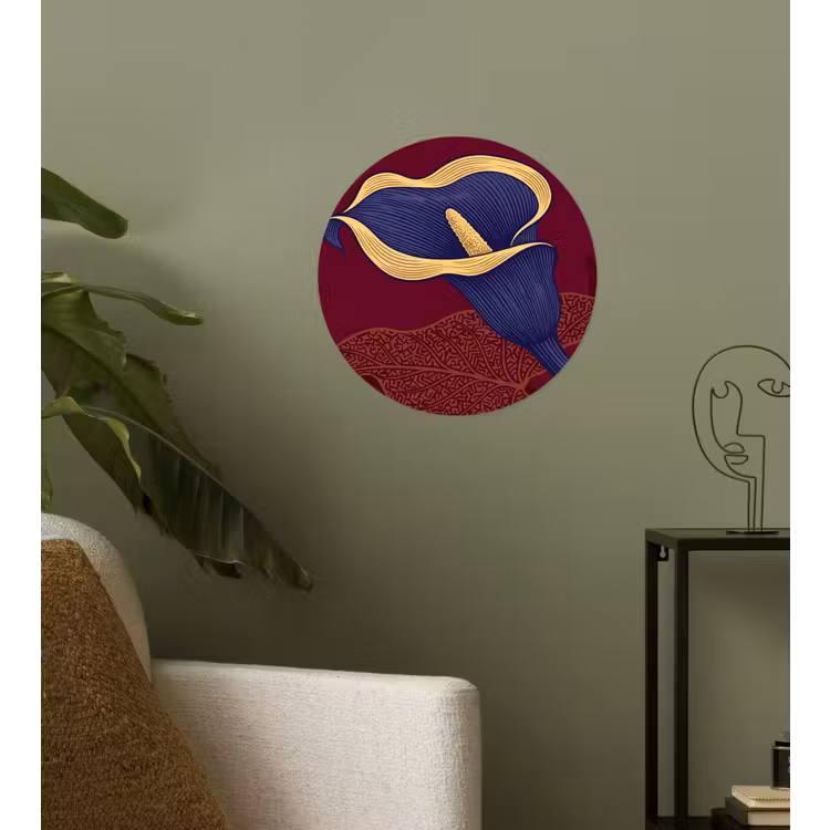 Behangcirkel - Bloemen - Modern - Paars - Bloemen - Modern - Paars Wandcirkel behangsticker klein