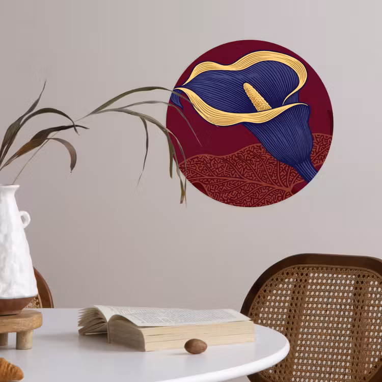 Behangcirkel - Bloemen - Modern - Paars - Bloemen - Modern - Paars Wandcirkel behangsticker klein