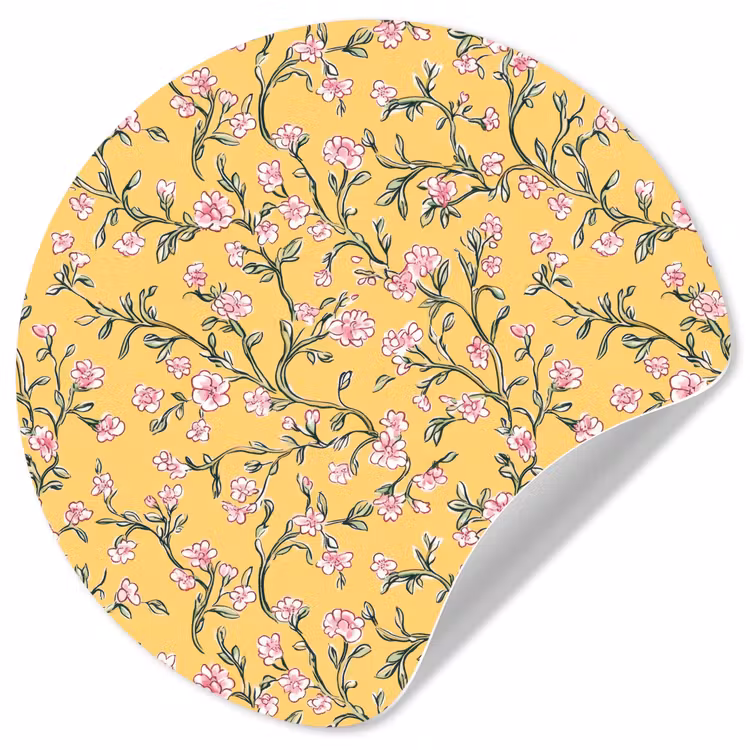 Bloemen - Motief - Geel Wandcirkel behangsticker klein 186 -3d