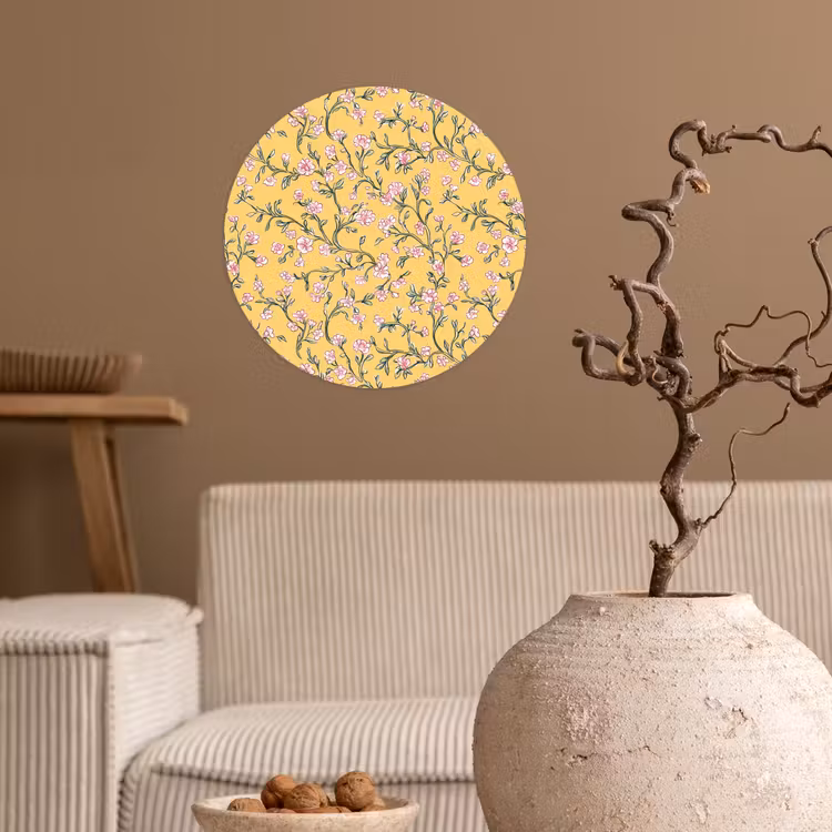 Bloemen - Motief - Geel Wandcirkel behangsticker klein 186 -sfeer1