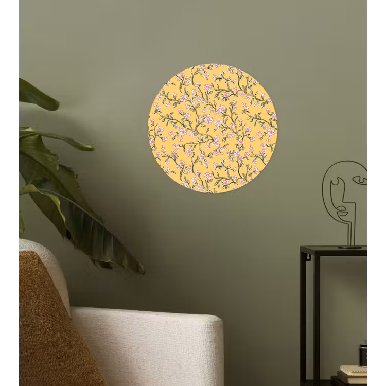 Bloemen - Motief - Geel Wandcirkel behangsticker klein 186 -sfeer2