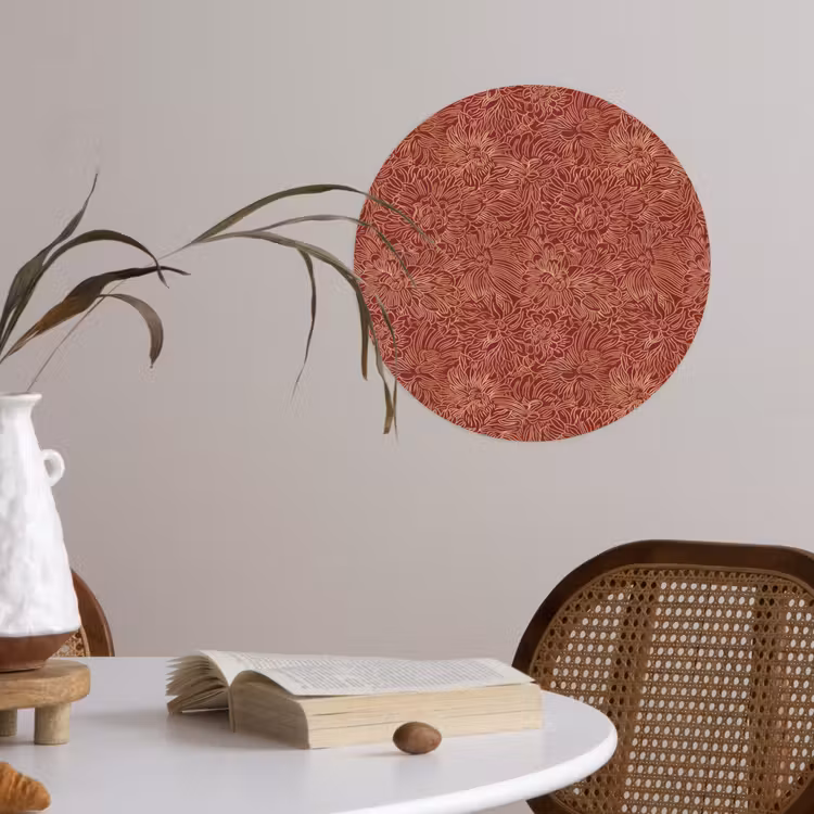 Bloemen - Motief - Rood Wandcirkel behangsticker klein 186 -sfeer3