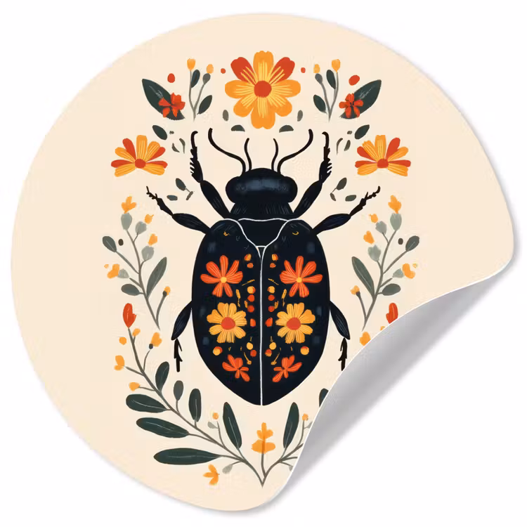 Bloemen - Oranje - Planten - Sierlijk Wandcirkel behangsticker klein -3d