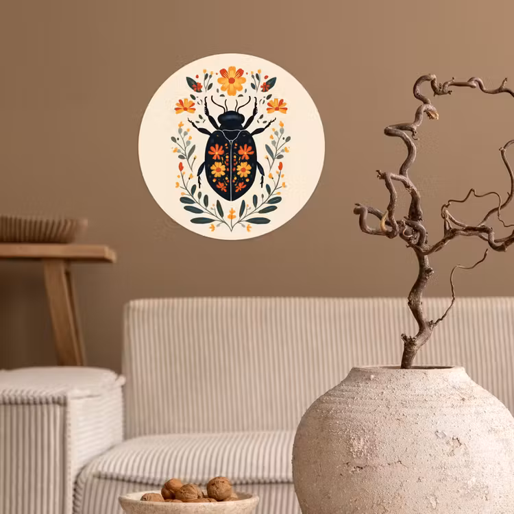 Bloemen - Oranje - Planten - Sierlijk Wandcirkel behangsticker klein -sfeer1
