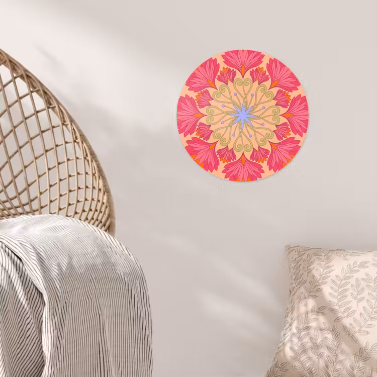 Bloemen - Patroon - Abstract - Roze - Decoratief Wandcirkel behangsticker klein -sfeer4
