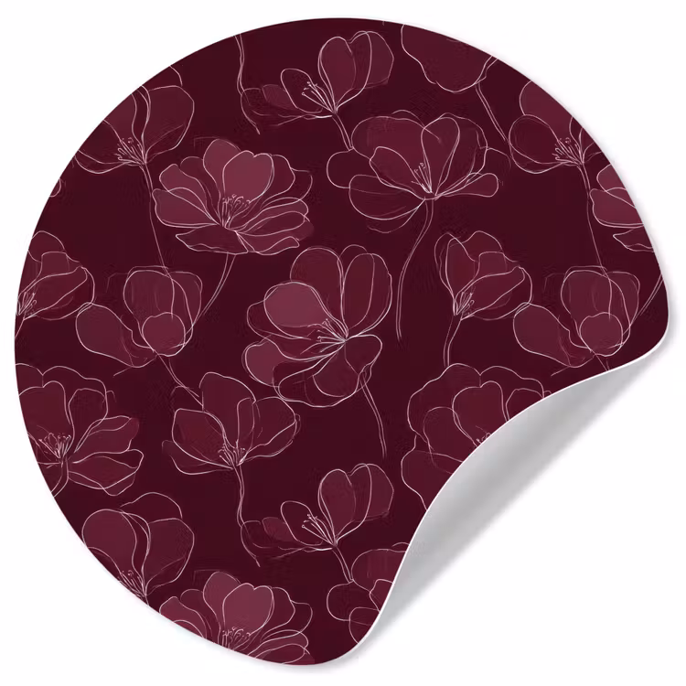 Bloemen - Patroon - Bordeauxrood Wandcirkel behangsticker klein 186 -3d