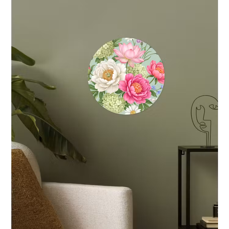 Bloemen - Patroon - Botanisch - Groen Wandcirkel behangsticker klein -sfeer2