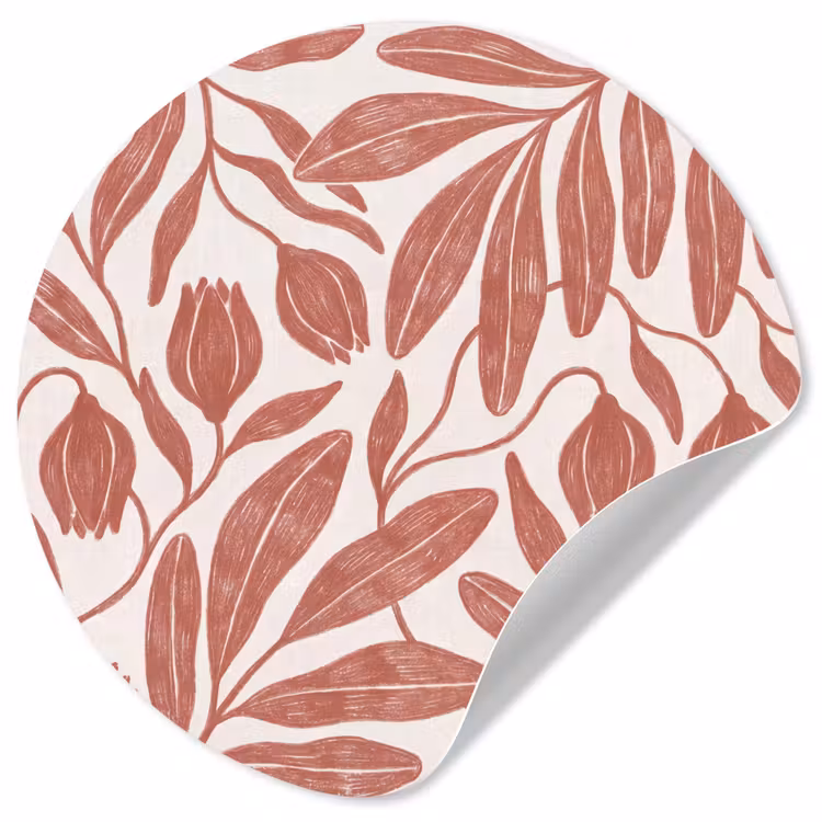 Bloemen - Patroon - Modern - Natuur - Bruin Wandcirkel behangsticker klein -3d