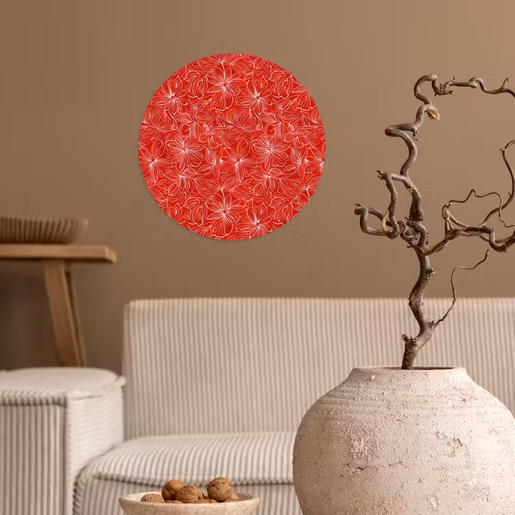 Bloemen - Patroon - Rood Wandcirkel behangsticker klein 186 -sfeer1