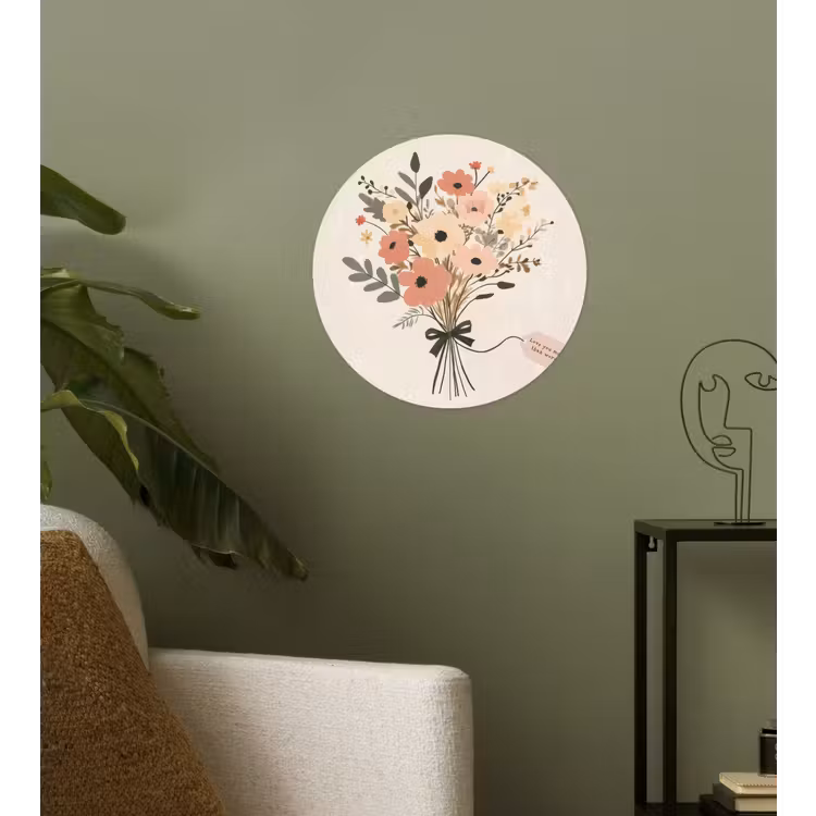 Bloemen - Quote - Beige - Lint Wandcirkel behangsticker klein -sfeer2