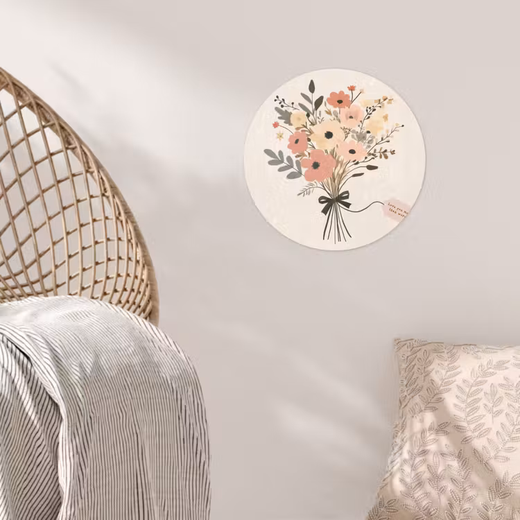 Bloemen - Quote - Beige - Lint Wandcirkel behangsticker klein -sfeer4