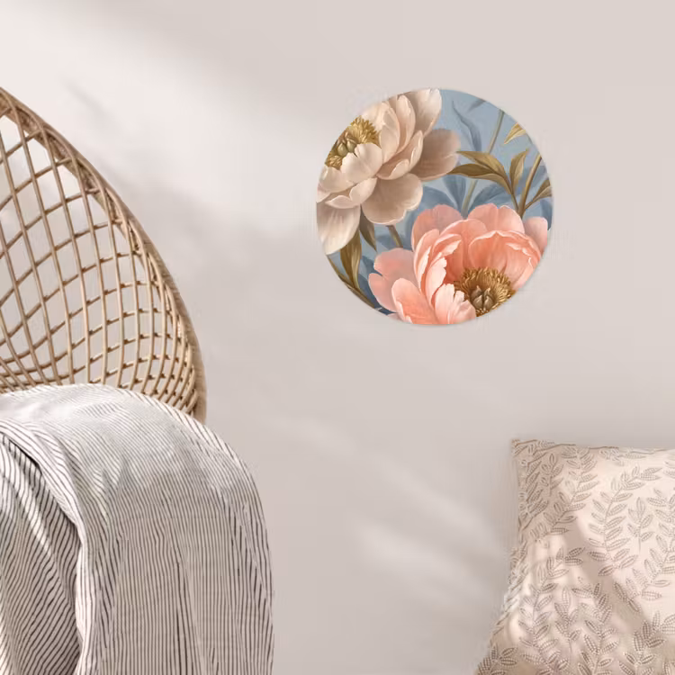 Bloemen - Roze - Beige - Modern - Natuur Wandcirkel behangsticker klein -sfeer4