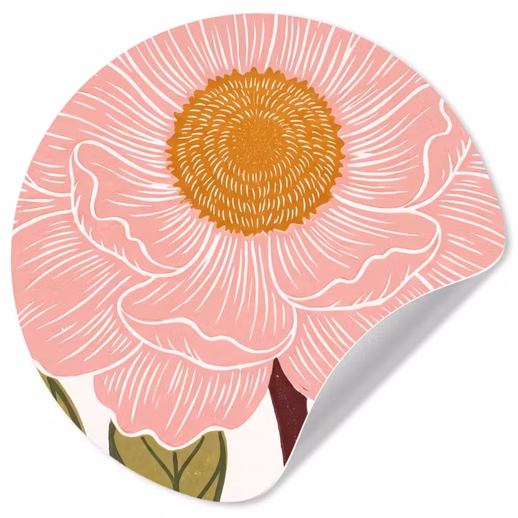 Behangcirkel - Bloemen - Roze - Illustratie - Bloemen - Roze - Illustratie Wandcirkel behangsticker klein