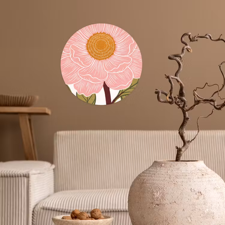Behangcirkel - Bloemen - Roze - Illustratie - Bloemen - Roze - Illustratie Wandcirkel behangsticker klein