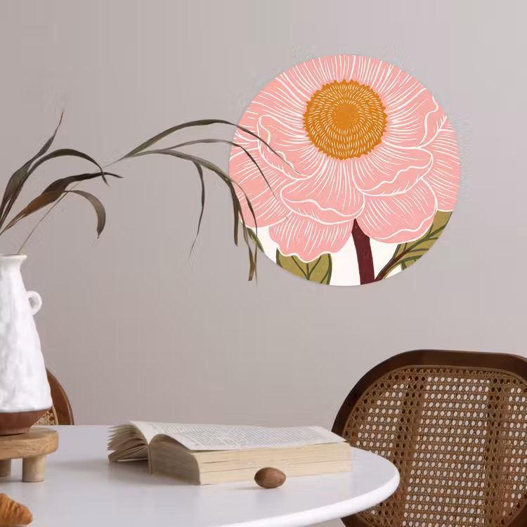 Behangcirkel - Bloemen - Roze - Illustratie - Bloemen - Roze - Illustratie Wandcirkel behangsticker klein