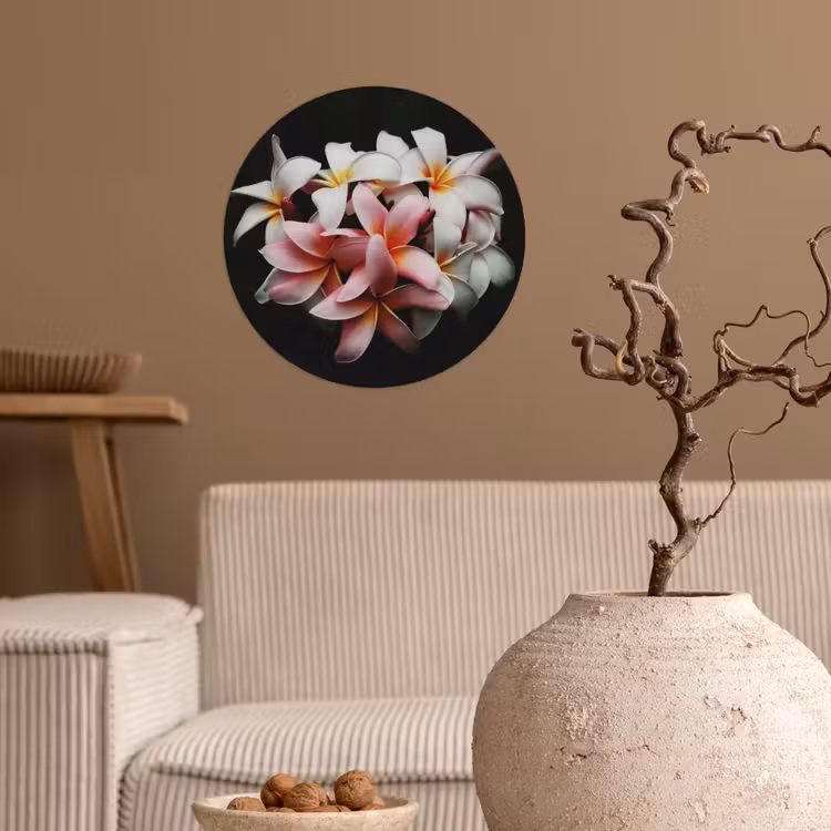 Bloemen - Roze - Zwart - Flora - Botanisch Wandcirkel behangsticker klein -sfeer1