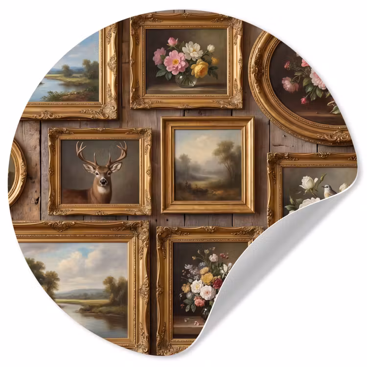 Bloemen - Rozen - Klassiek - Vaas - Kleurrijk Wandcirkel behangsticker klein -3d