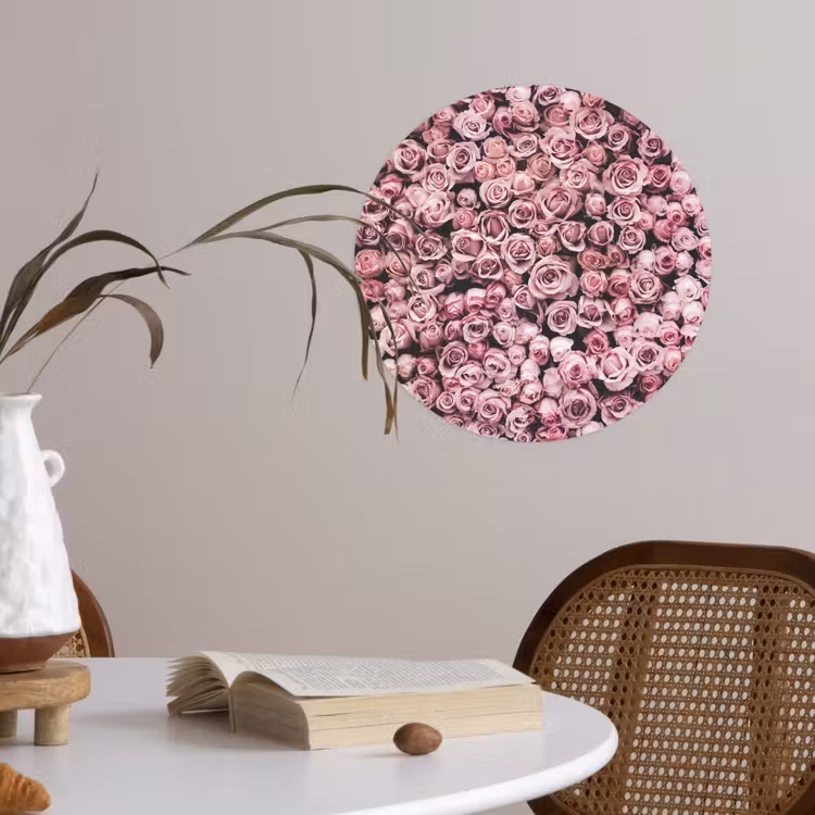 Bloemen - Rozen - Natuur - Roze - Botanisch Wandcirkel behangsticker klein -sfeer3