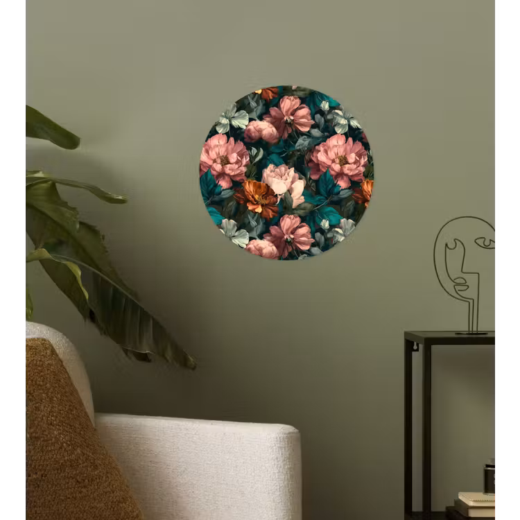 Bloemen - Schilderachtig - Patroon - Roze Wandcirkel behangsticker klein 186 -sfeer2