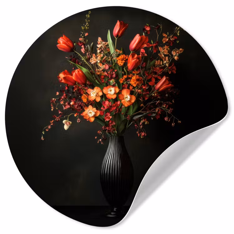 Bloemen - Takken - Boeket Wandcirkel behangsticker klein -3d