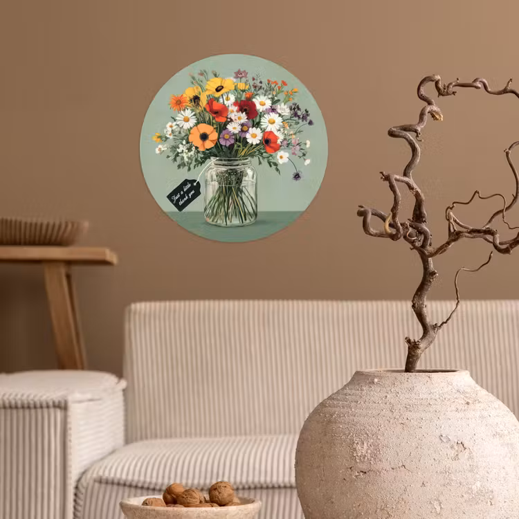 Bloemen - Vaas - Kaartje Wandcirkel behangsticker klein -sfeer1
