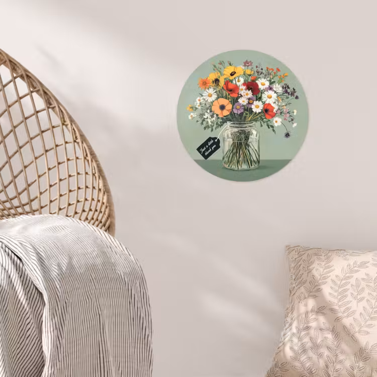 Bloemen - Vaas - Kaartje Wandcirkel behangsticker klein -sfeer4