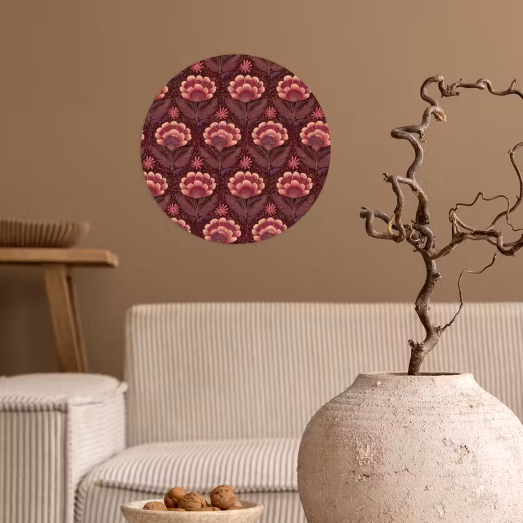 Bloemen - Waaier - Paars Wandcirkel behangsticker klein 186 -sfeer1