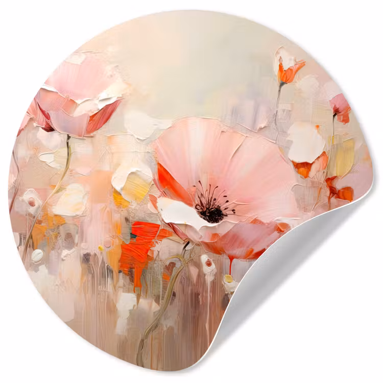 Bloemen - Watercolor - Roze - Abstract - Kunst Wandcirkel behangsticker klein -3d