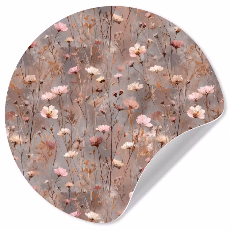 Bloemen - Wild - Pastel Wandcirkel behangsticker klein 186 -3d