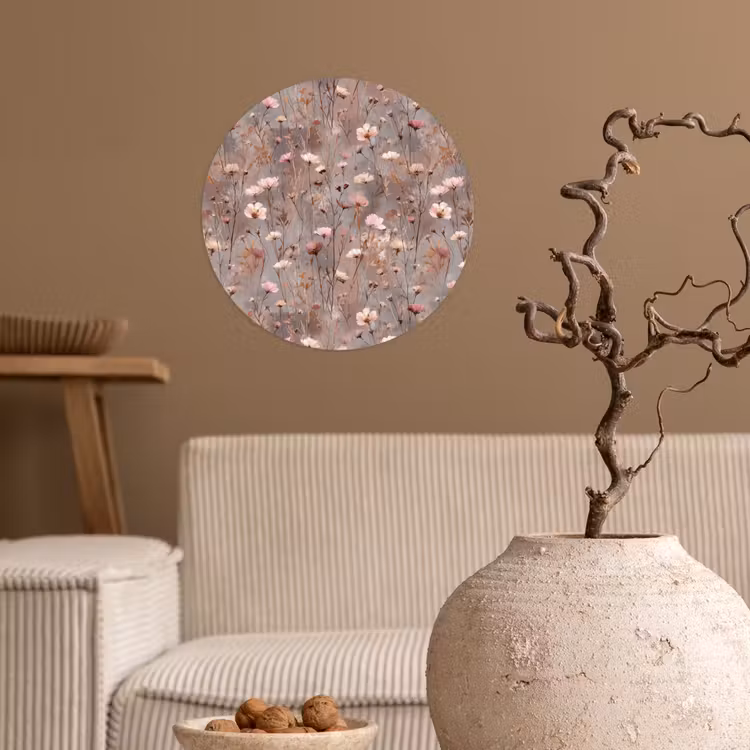 Bloemen - Wild - Pastel Wandcirkel behangsticker klein 186 -sfeer1