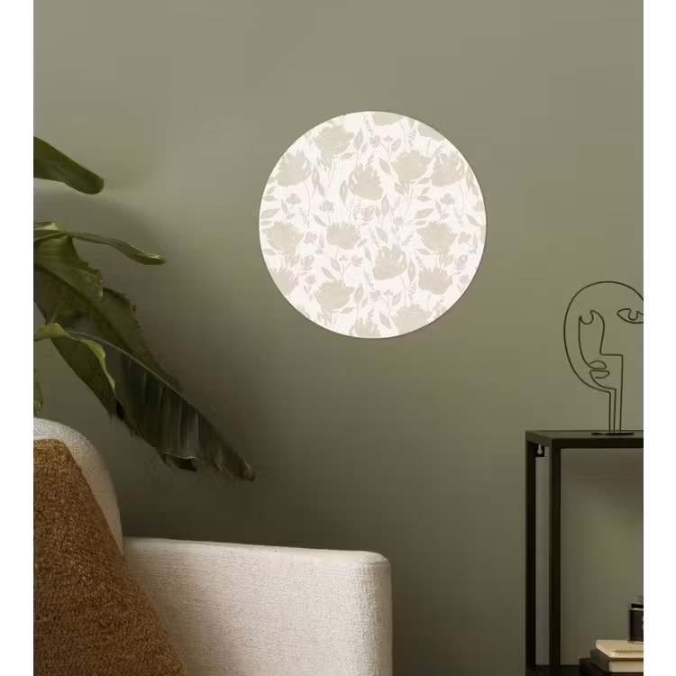 Bloemenpatroon - Silhouet - Wit Wandcirkel behangsticker klein 186 -sfeer2