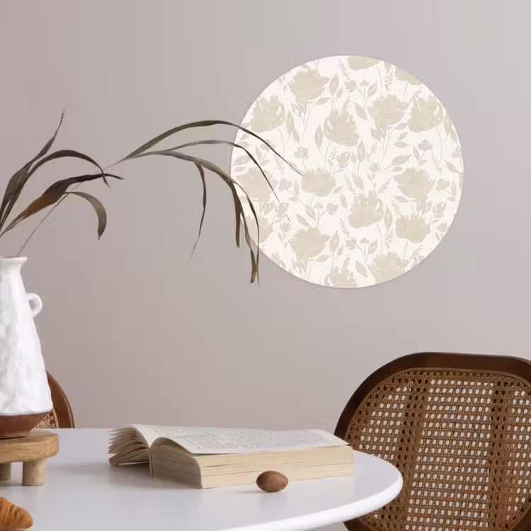 Bloemenpatroon - Silhouet - Wit Wandcirkel behangsticker klein 186 -sfeer3