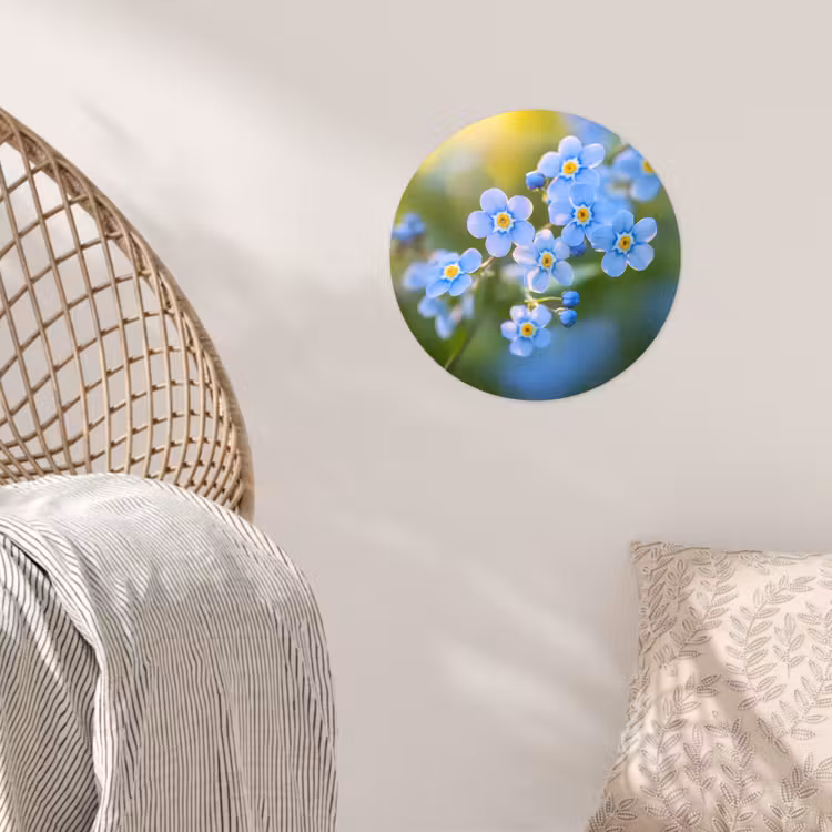 Bloemetjes - Blauw - Vergeet mij nietjes Wandcirkel behangsticker klein -sfeer4