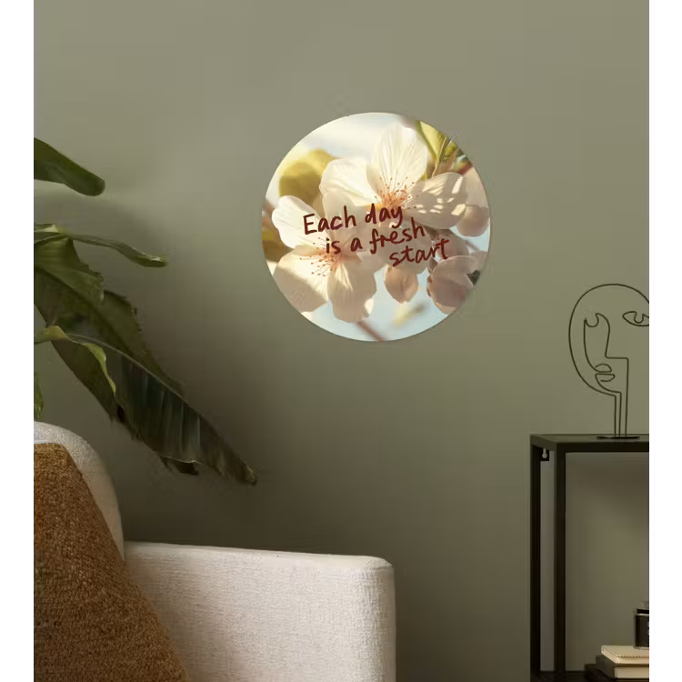 Bloesems - Zonlicht - Quote - Wit Wandcirkel behangsticker klein -sfeer2