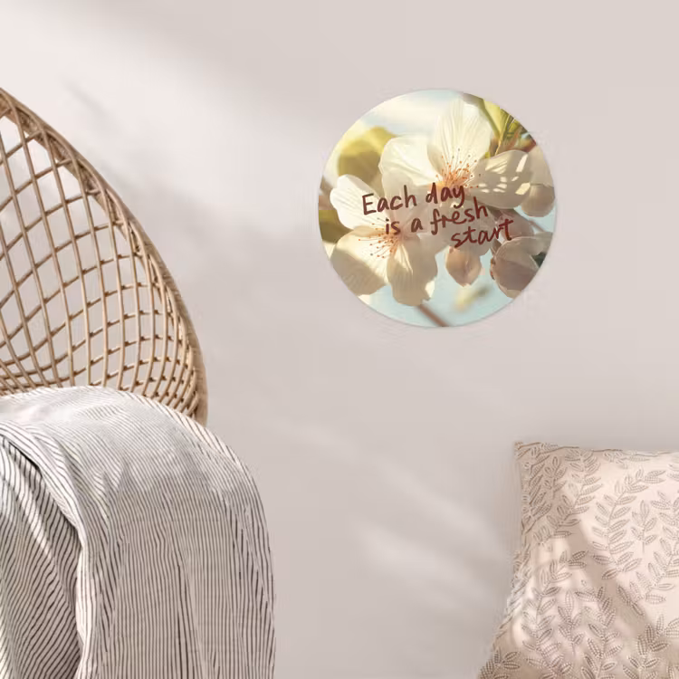Bloesems - Zonlicht - Quote - Wit Wandcirkel behangsticker klein -sfeer4