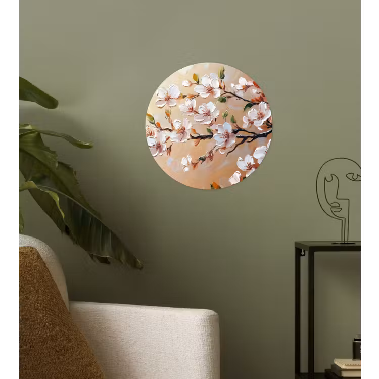 Bloesemtakken - Schilderachtig - Roze Wandcirkel behangsticker klein -sfeer2