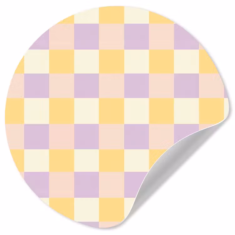 Blokjes - Lila - Geel Wandcirkel behangsticker klein 186 -3d