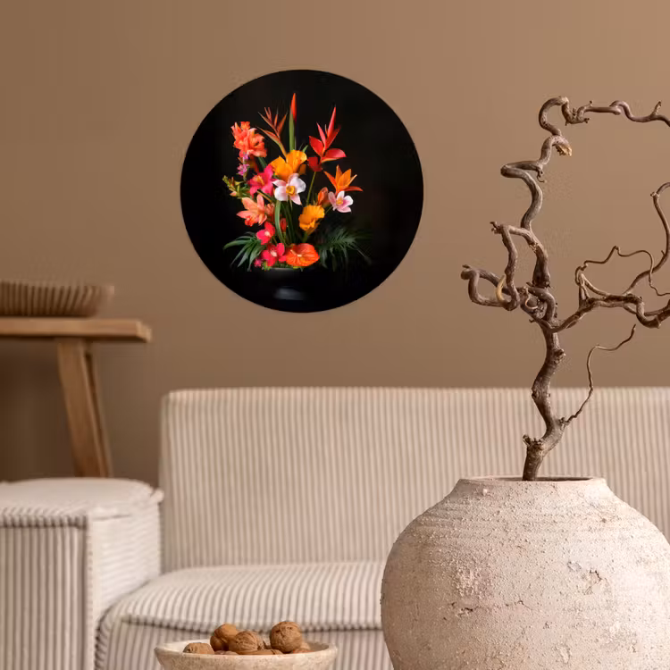 Boeket - Bloemen - Exotisch Wandcirkel behangsticker klein -sfeer1