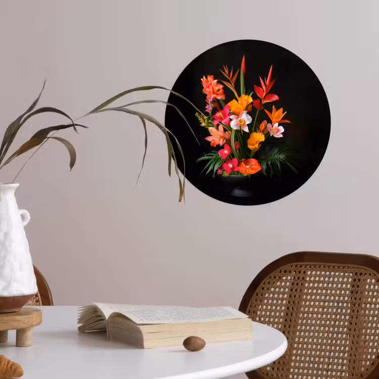 Boeket - Bloemen - Exotisch Wandcirkel behangsticker klein -sfeer3