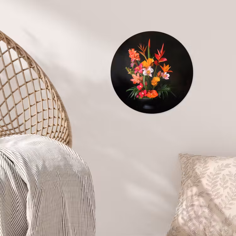 Boeket - Bloemen - Exotisch Wandcirkel behangsticker klein -sfeer4