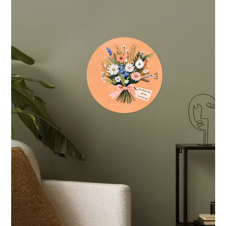 Boeket - Strikje - Quote Wandcirkel behangsticker klein -sfeer2