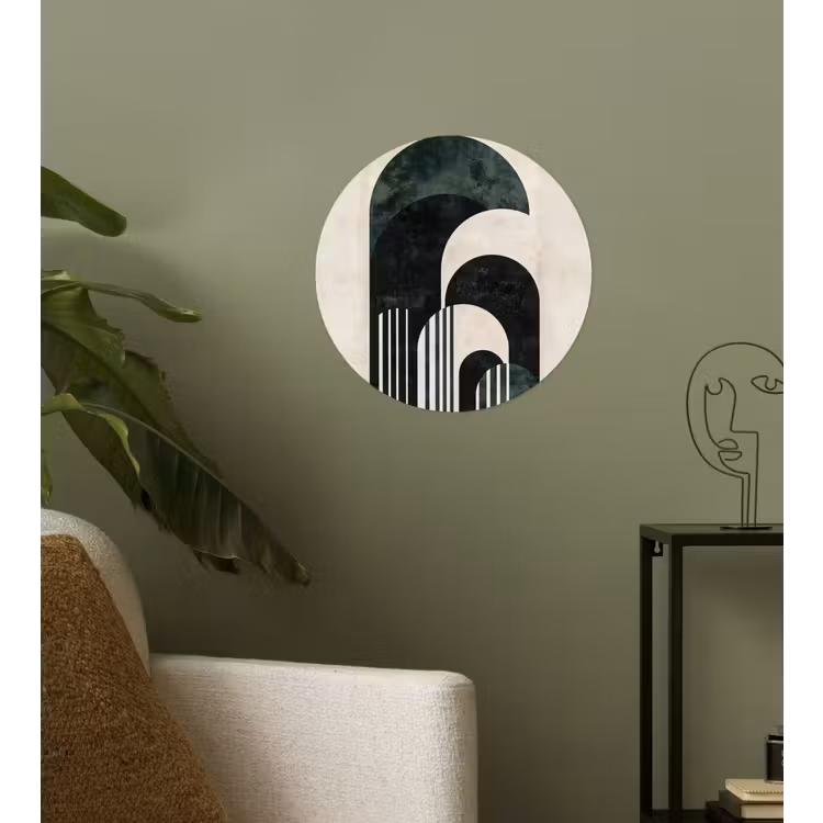 Bogen - Donkergroen - Lijnen Wandcirkel behangsticker klein -sfeer2