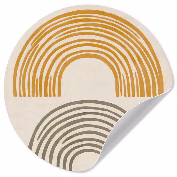 Bogen - Lijnen - Oranje - Minimalistisch Wandcirkel behangsticker klein -3d