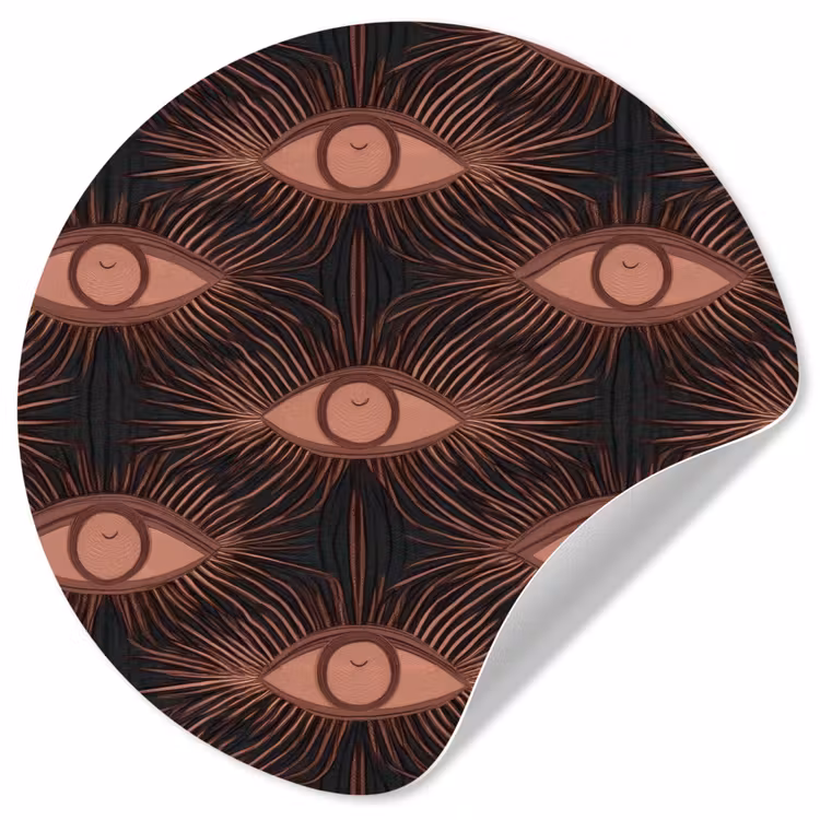Boheems - Oog - Bruin Wandcirkel behangsticker klein 186 -3d