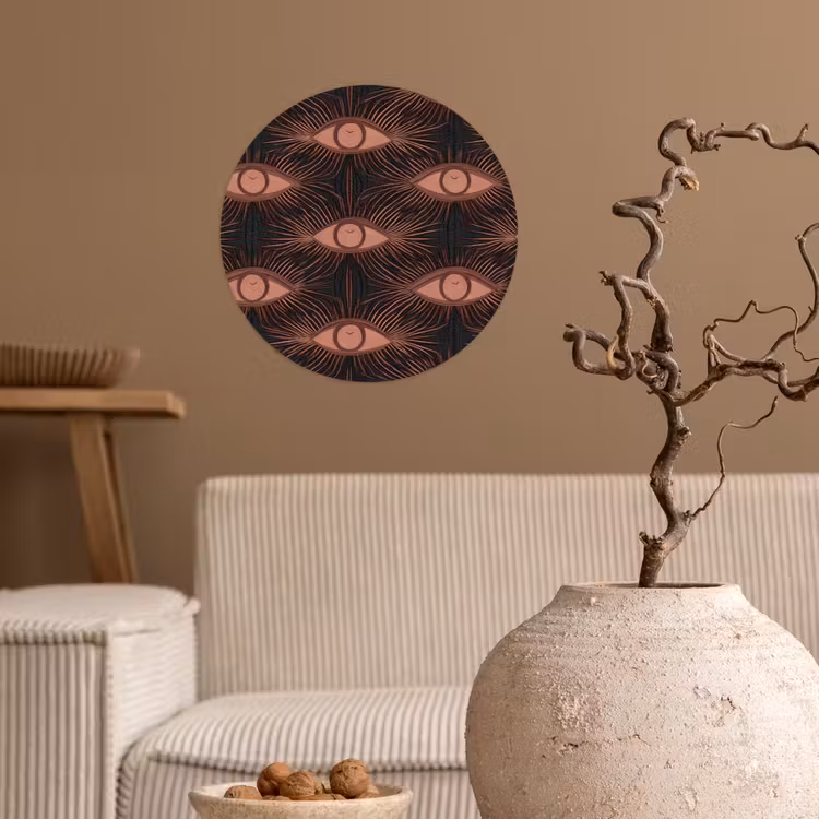 Boheems - Oog - Bruin Wandcirkel behangsticker klein 186 -sfeer1