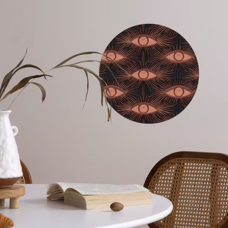 Boheems - Oog - Bruin Wandcirkel behangsticker klein 186 -sfeer3