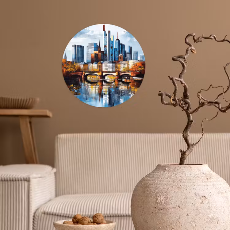 Bomen Frankfurt- Stad - Skyline - Brug Wandcirkel behangsticker klein -sfeer1
