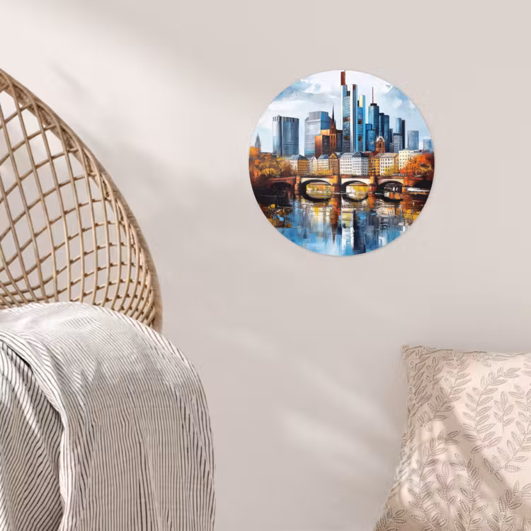 Bomen Frankfurt- Stad - Skyline - Brug Wandcirkel behangsticker klein -sfeer4