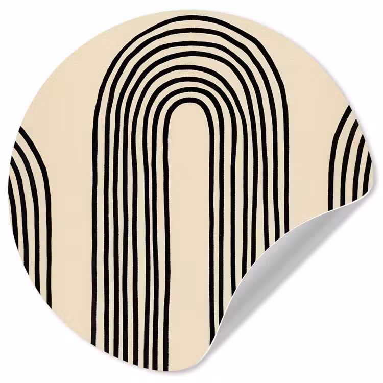 Boogvormen - Zwart - Strak Wandcirkel behangsticker klein -3d